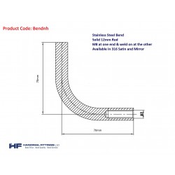 Bend 12mm x 70mm 316 Bend 12mm x 70mm 316